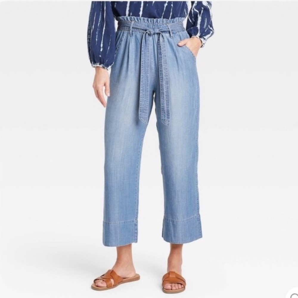 (L)- Knox Rose NWT Wide Leg Denim Cropped Pants